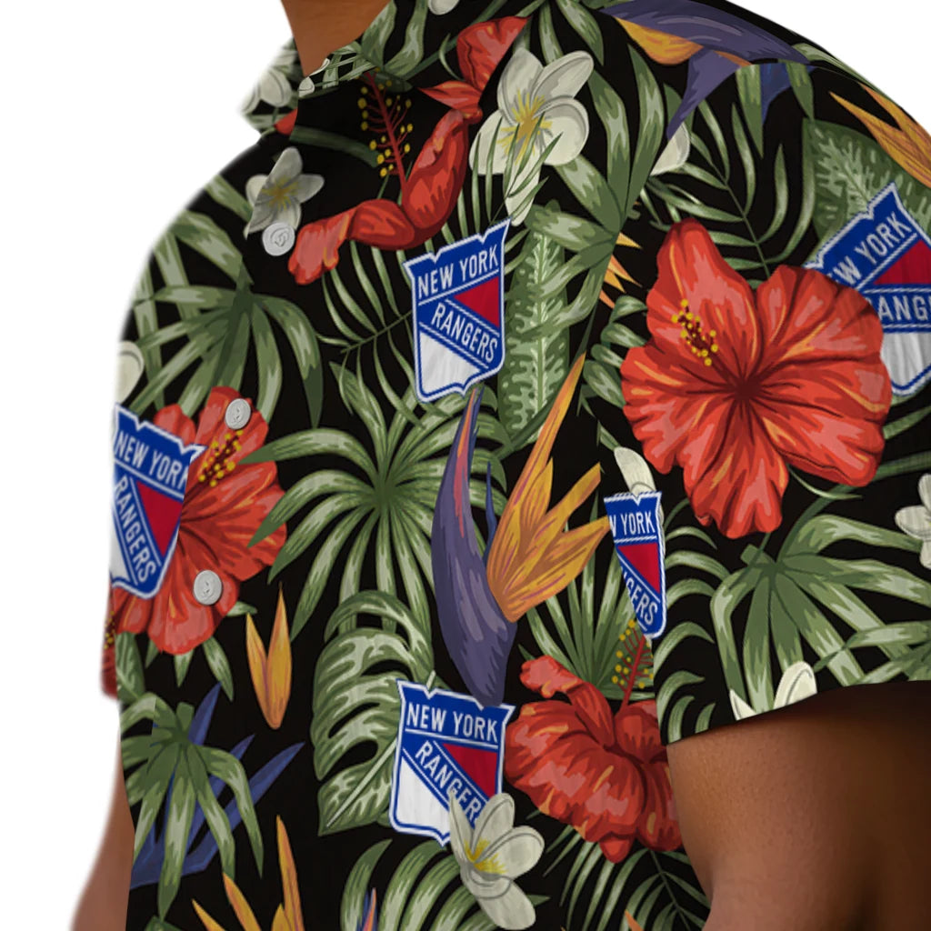 New York Rangers Hawaiian Shirt - Hawaii Floral Hibiscus | Hula Hawaiian Shirts