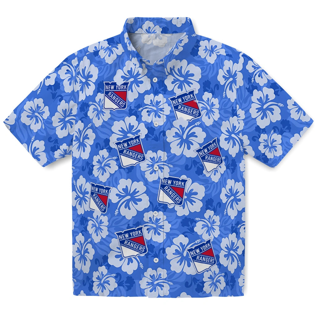 New York Rangers Hawaiian Shirt - Hibiscus Cluster | Hula Hawaiian Shirts