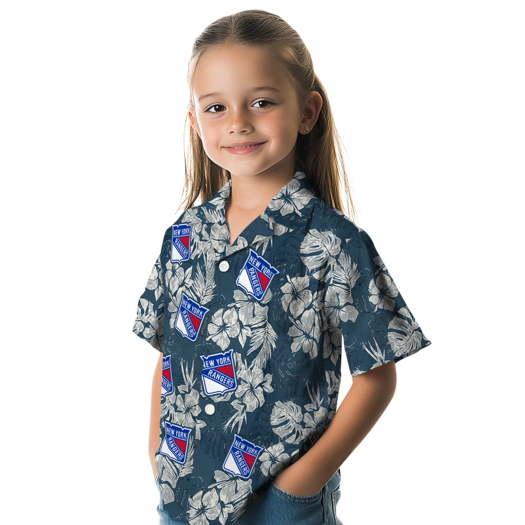 New York Rangers Hawaiian Shirt - Hibiscus Flowers | Hula Hawaiian Shirts