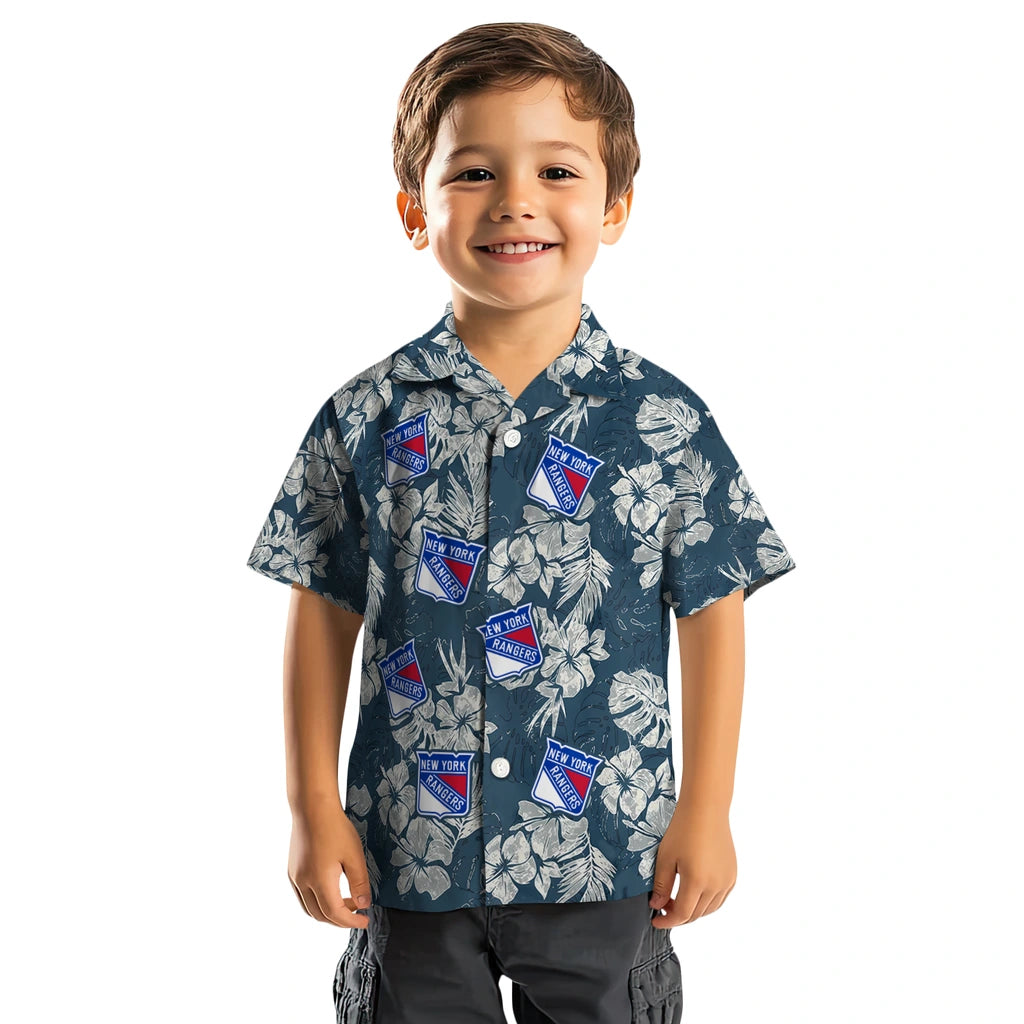 New York Rangers Hawaiian Shirt - Hibiscus Flowers | Hula Hawaiian Shirts