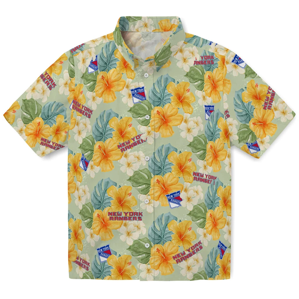 New York Rangers Hawaiian Shirt - Hibiscus Mood | Hula Hawaiian Shirts