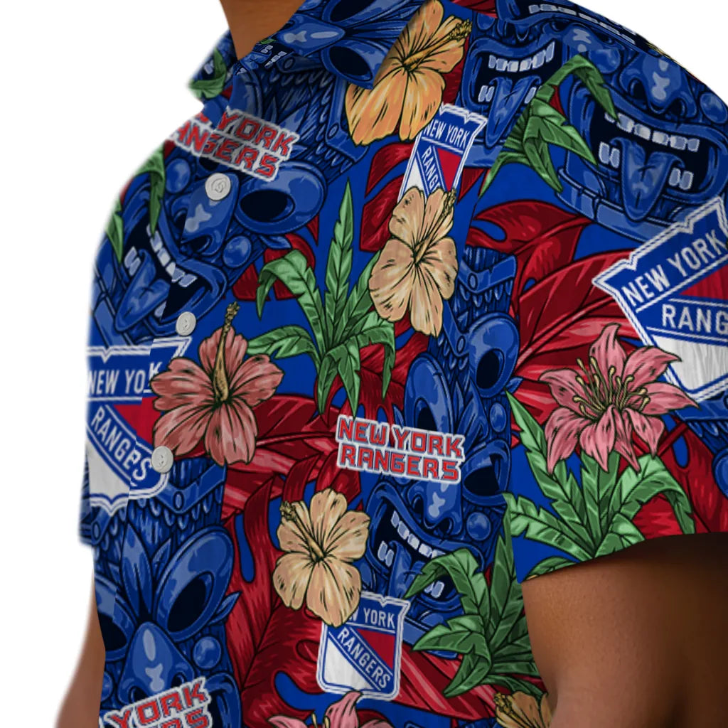 New York Rangers Hawaiian Shirt - Hibiscus Tiki Jungle | Hula Hawaiian Shirts
