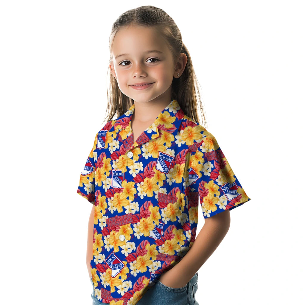 New York Rangers Hawaiian Shirt - Hibiscus Tropics | Hula Hawaiian Shirts