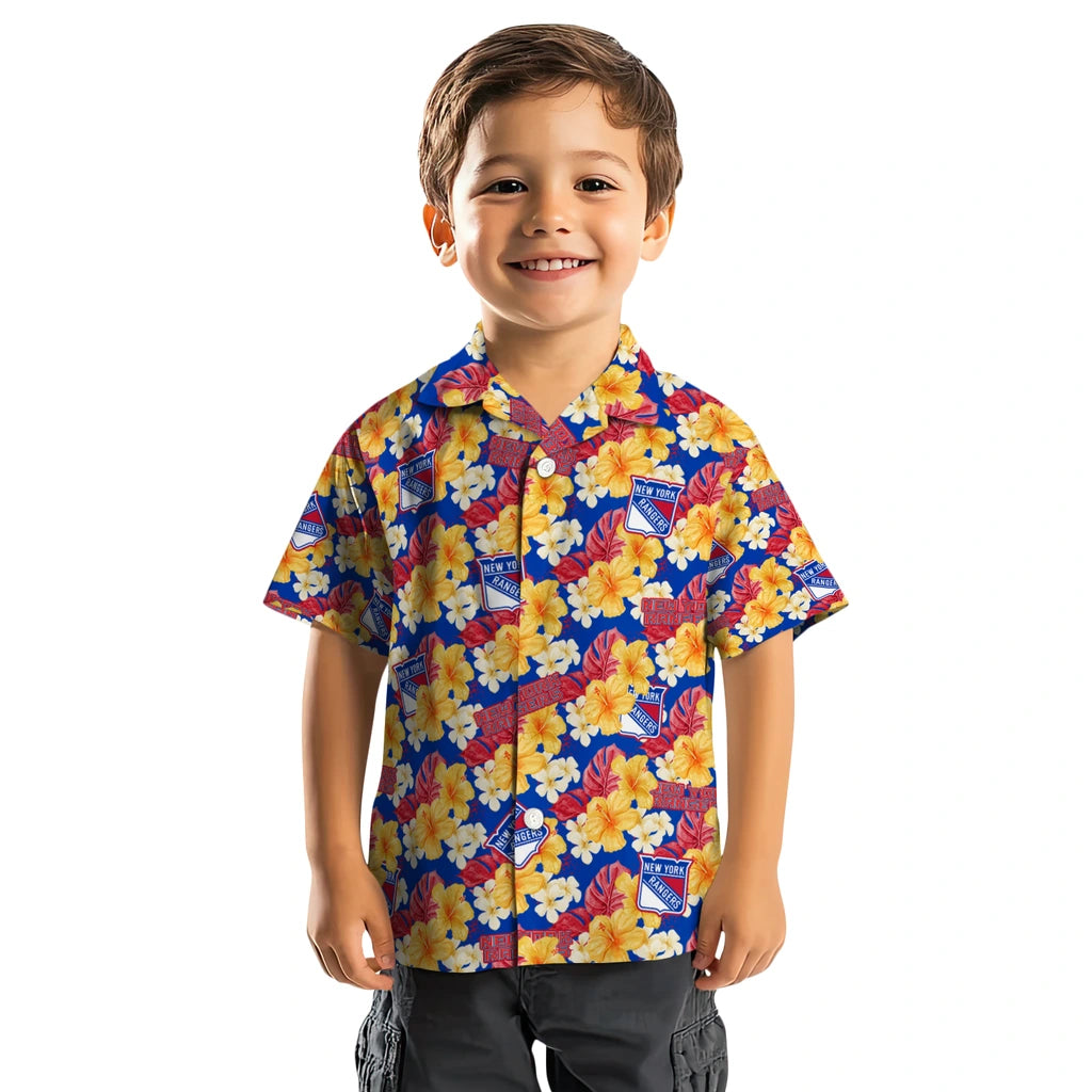 New York Rangers Hawaiian Shirt - Hibiscus Tropics | Hula Hawaiian Shirts
