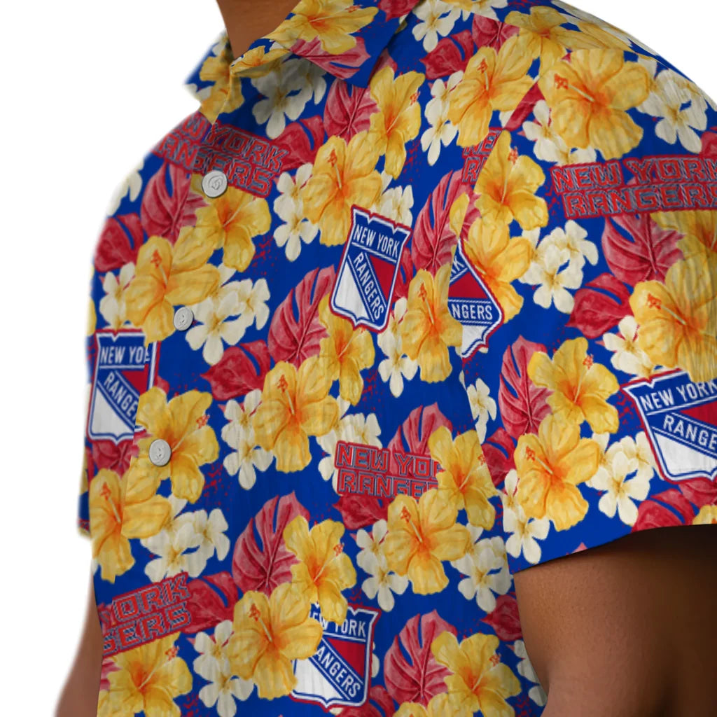 New York Rangers Hawaiian Shirt - Hibiscus Tropics | Hula Hawaiian Shirts