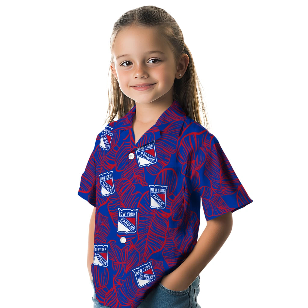 New York Rangers Hawaiian Shirt - Leaf Outline | Hula Hawaiian Shirts