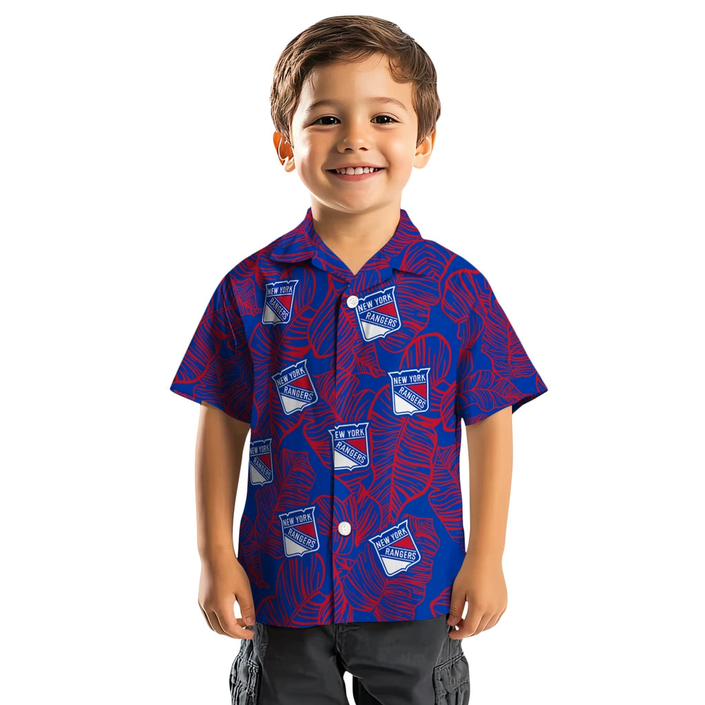 New York Rangers Hawaiian Shirt - Leaf Outline | Hula Hawaiian Shirts