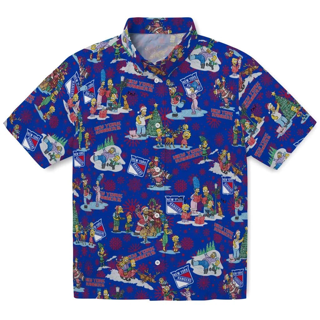 New York Rangers Hawaiian Shirt - Simpsons Christmas | Hula Hawaiian Shirts