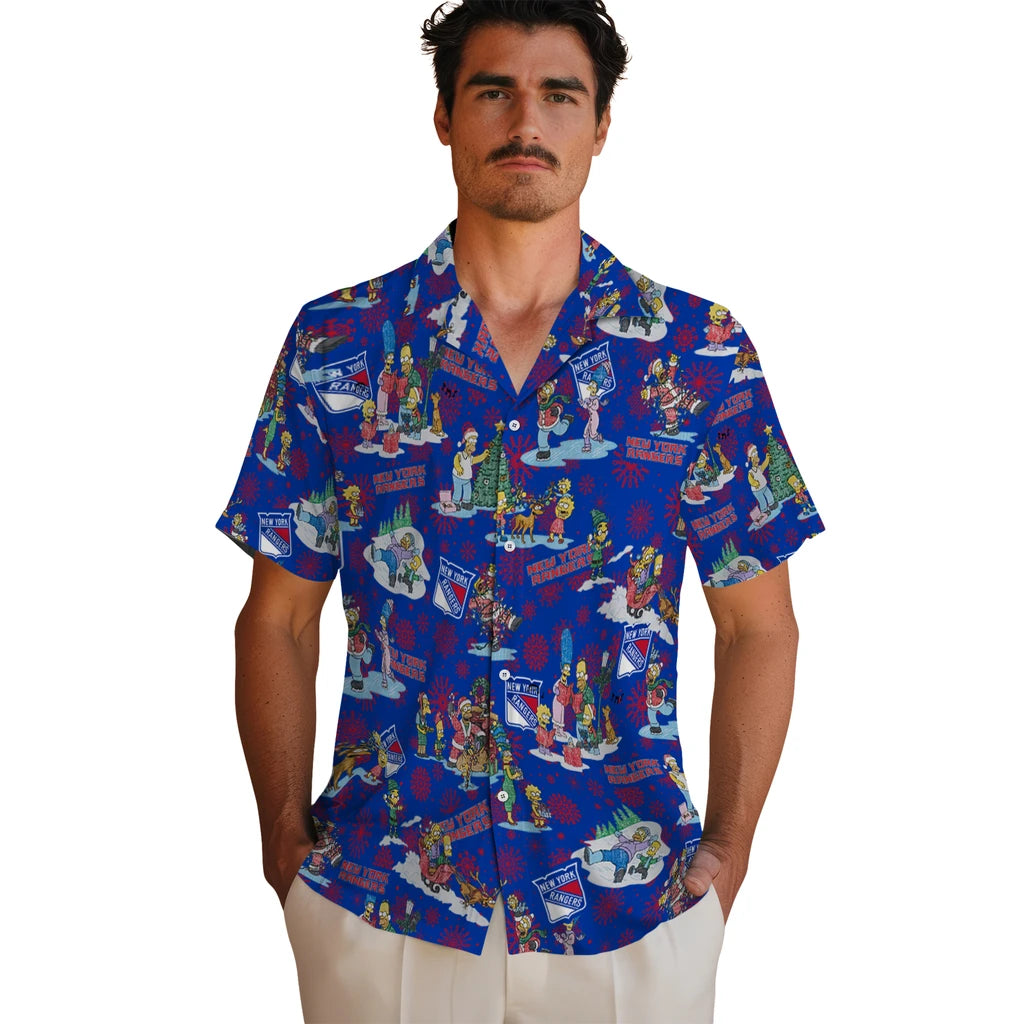New York Rangers Hawaiian Shirt - Simpsons Christmas | Hula Hawaiian Shirts