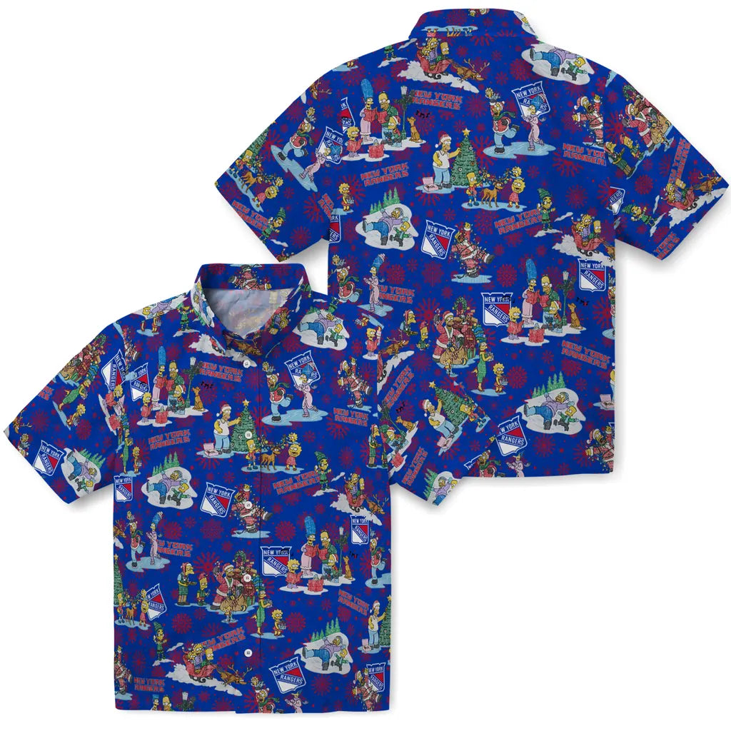 New York Rangers Hawaiian Shirt - Simpsons Christmas | Hula Hawaiian Shirts