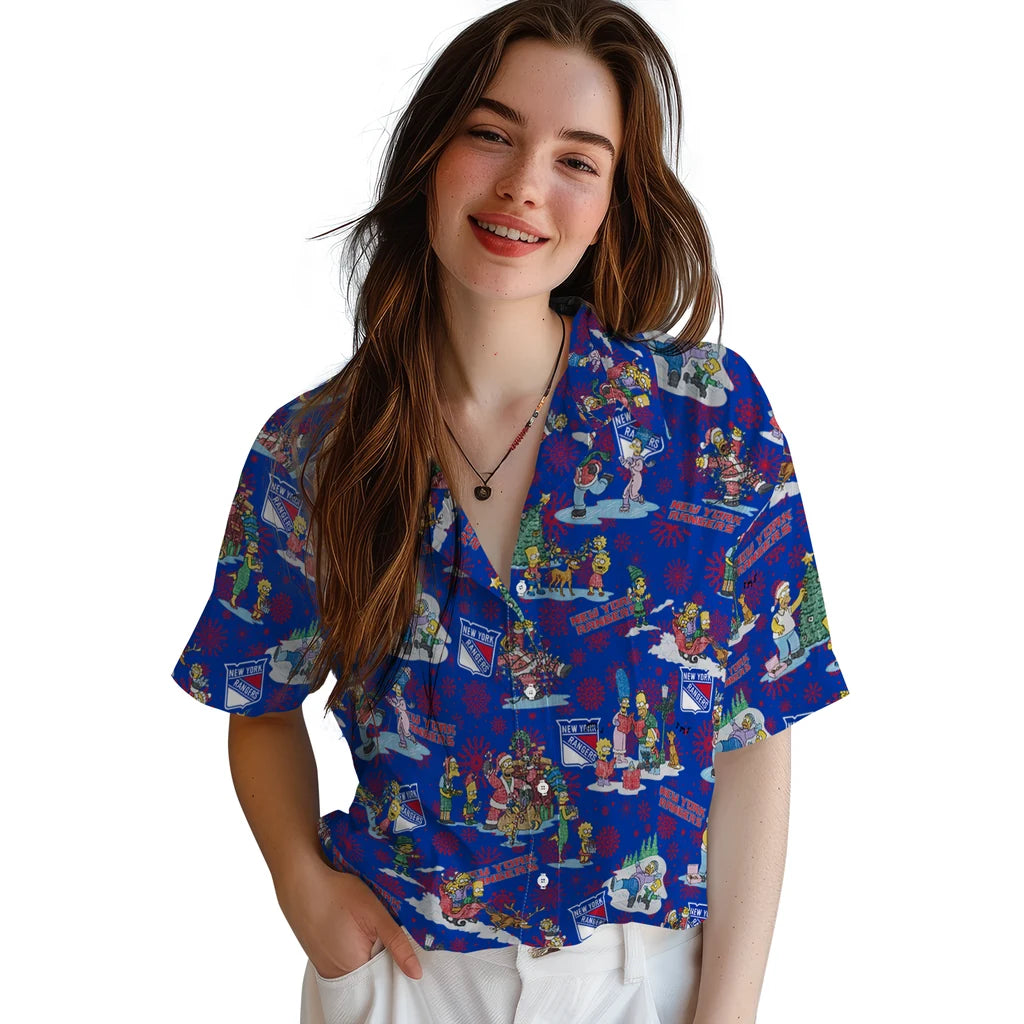 New York Rangers Hawaiian Shirt - Simpsons Christmas | Hula Hawaiian Shirts