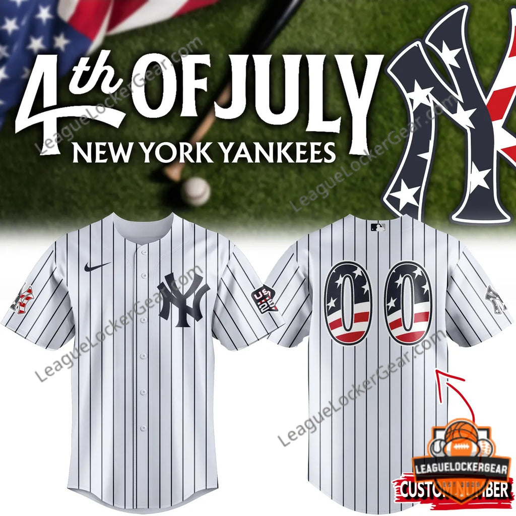 New York Yankees 4th of July 2024 Custom Baseball Jersey - LeagueLockerGear