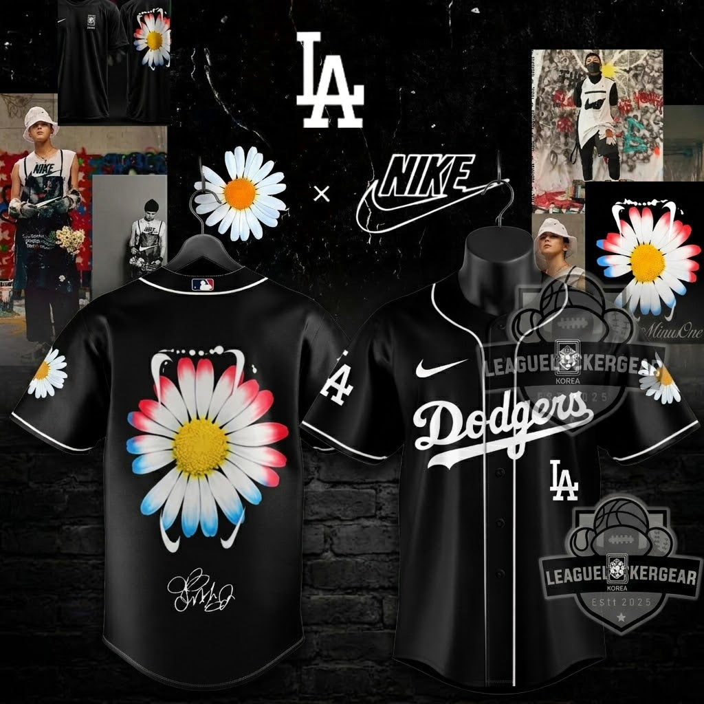 New York Yankees G-DRAGON Daisy Flower Baseball Jersey - LeagueLockerGear