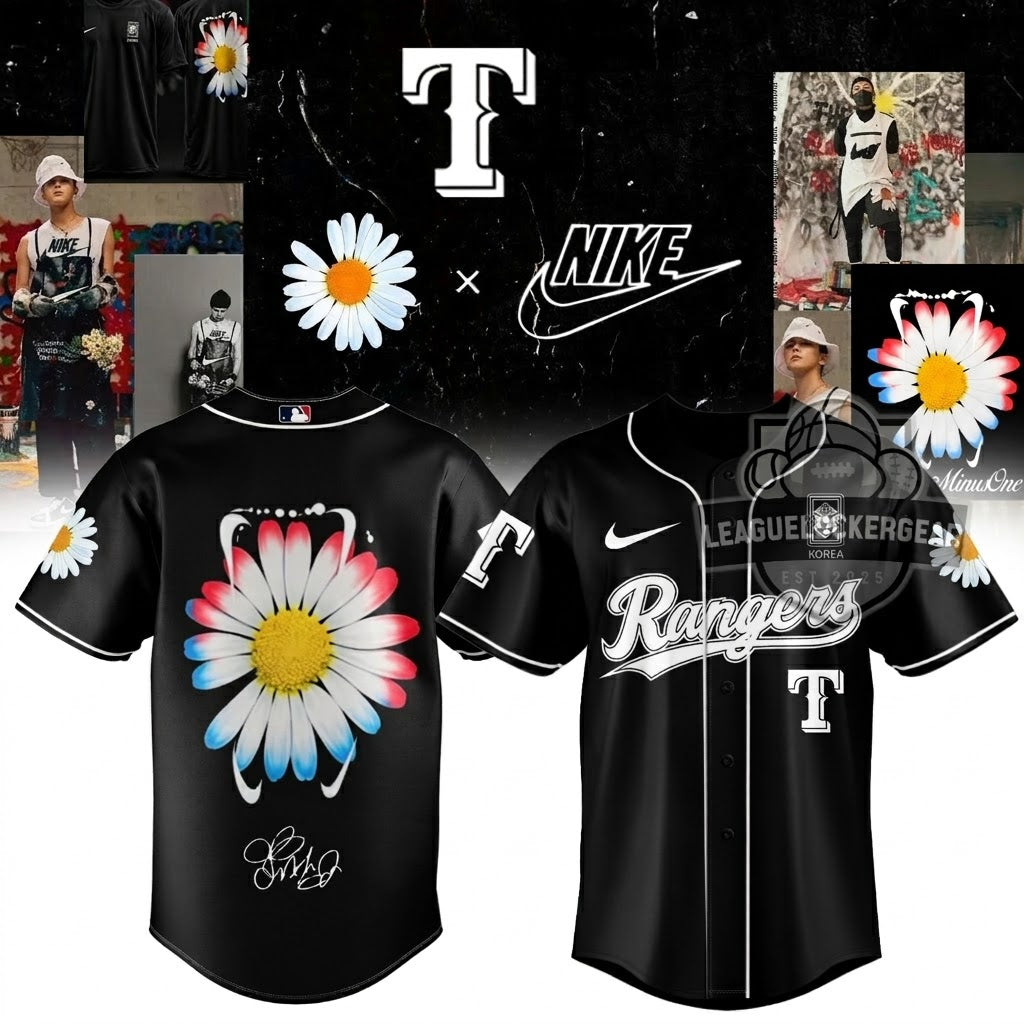 New York Yankees G-DRAGON Daisy Flower Baseball Jersey - LeagueLockerGear