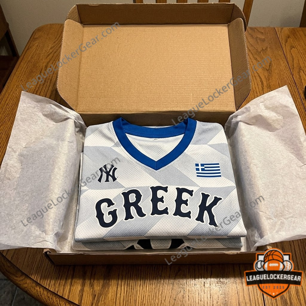 New York Yankees Greek American Night Baseball Jersey - LeagueLockerGear
