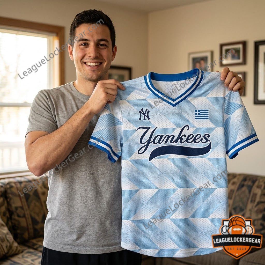 New York Yankees Greek American Night Baseball Jersey - LeagueLockerGear