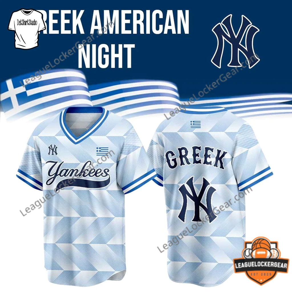 New York Yankees Greek American Night Baseball Jersey - LeagueLockerGear
