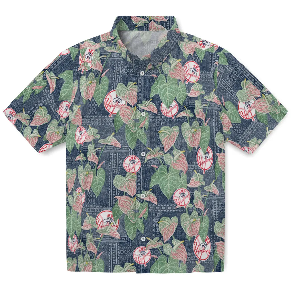 New York Yankees Hawaiian Shirt - Anthurium Overlay | Hula Hawaiian Shirts