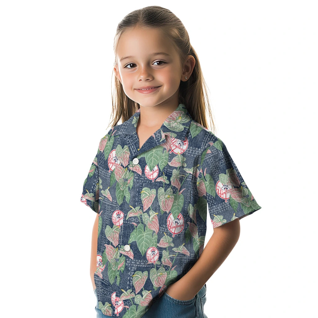New York Yankees Hawaiian Shirt - Anthurium Overlay | Hula Hawaiian Shirts