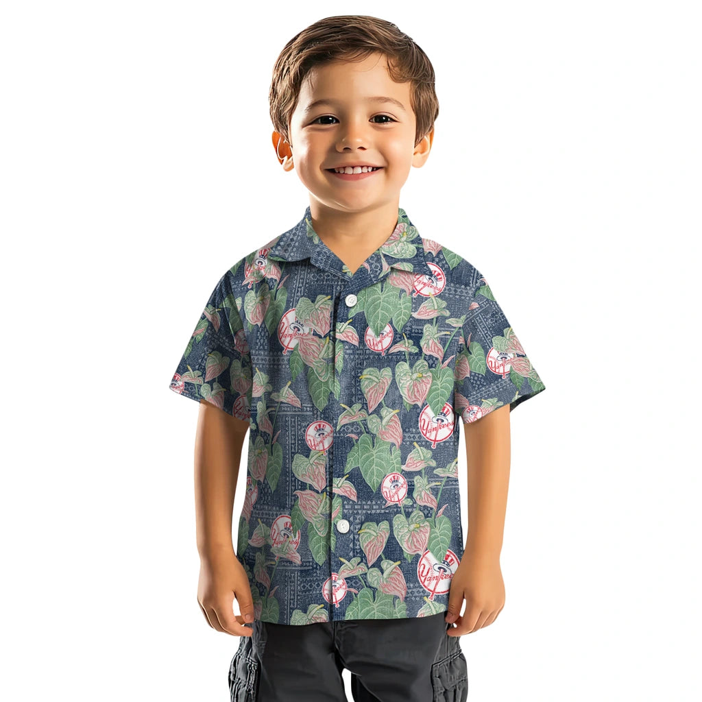 New York Yankees Hawaiian Shirt - Anthurium Overlay | Hula Hawaiian Shirts