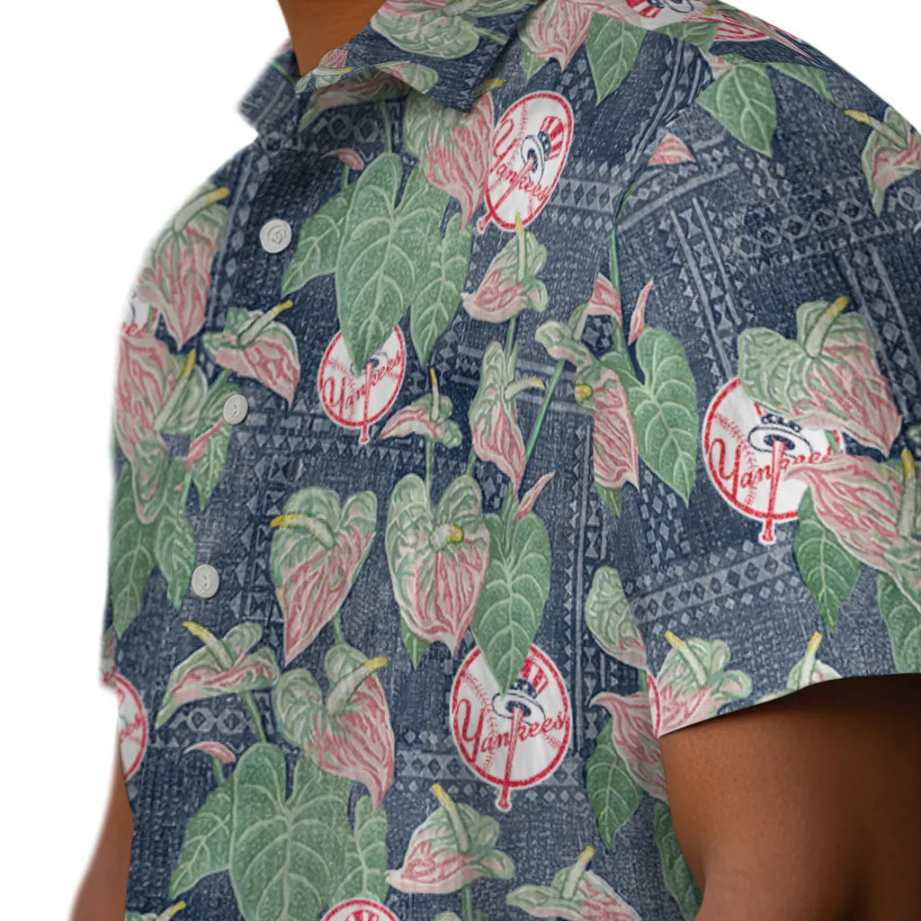 New York Yankees Hawaiian Shirt - Anthurium Overlay | Hula Hawaiian Shirts