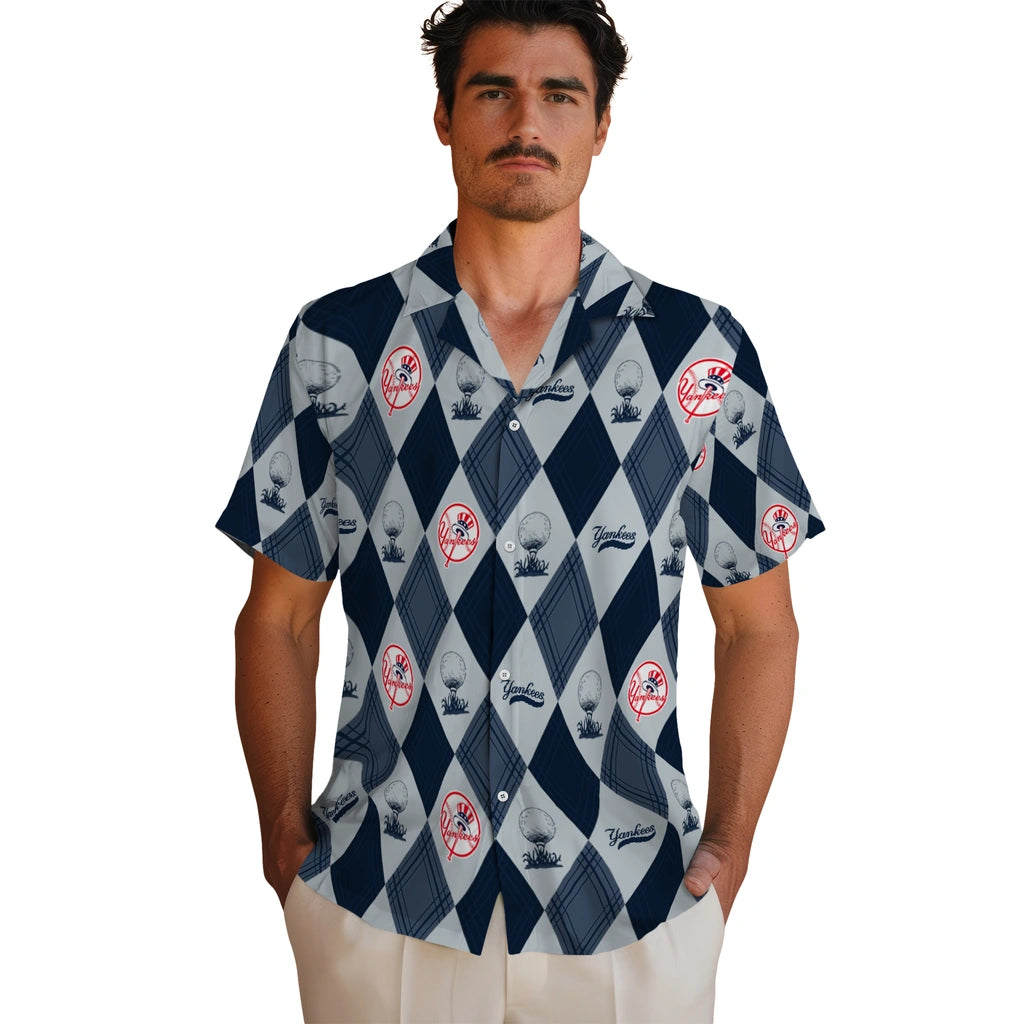 New York Yankees Hawaiian Shirt - Golfing Plaid | Hula Hawaiian Shirts