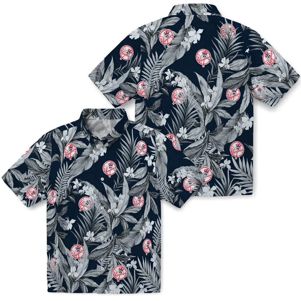 New York Yankees Hawaiian Shirt - Palm Leaves | Hula Hawaiian Shirts