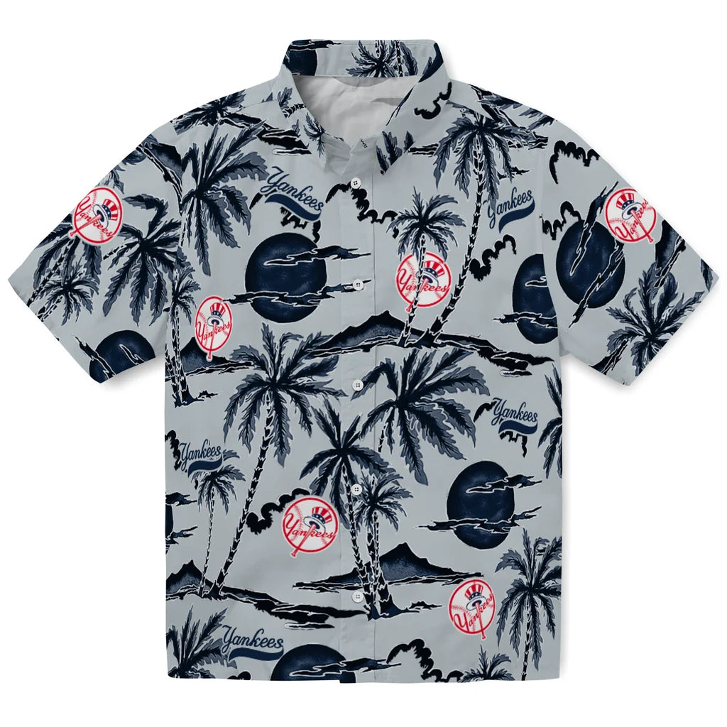 New York Yankees Hawaiian Shirt - Palm Sunset | Hula Hawaiian Shirts