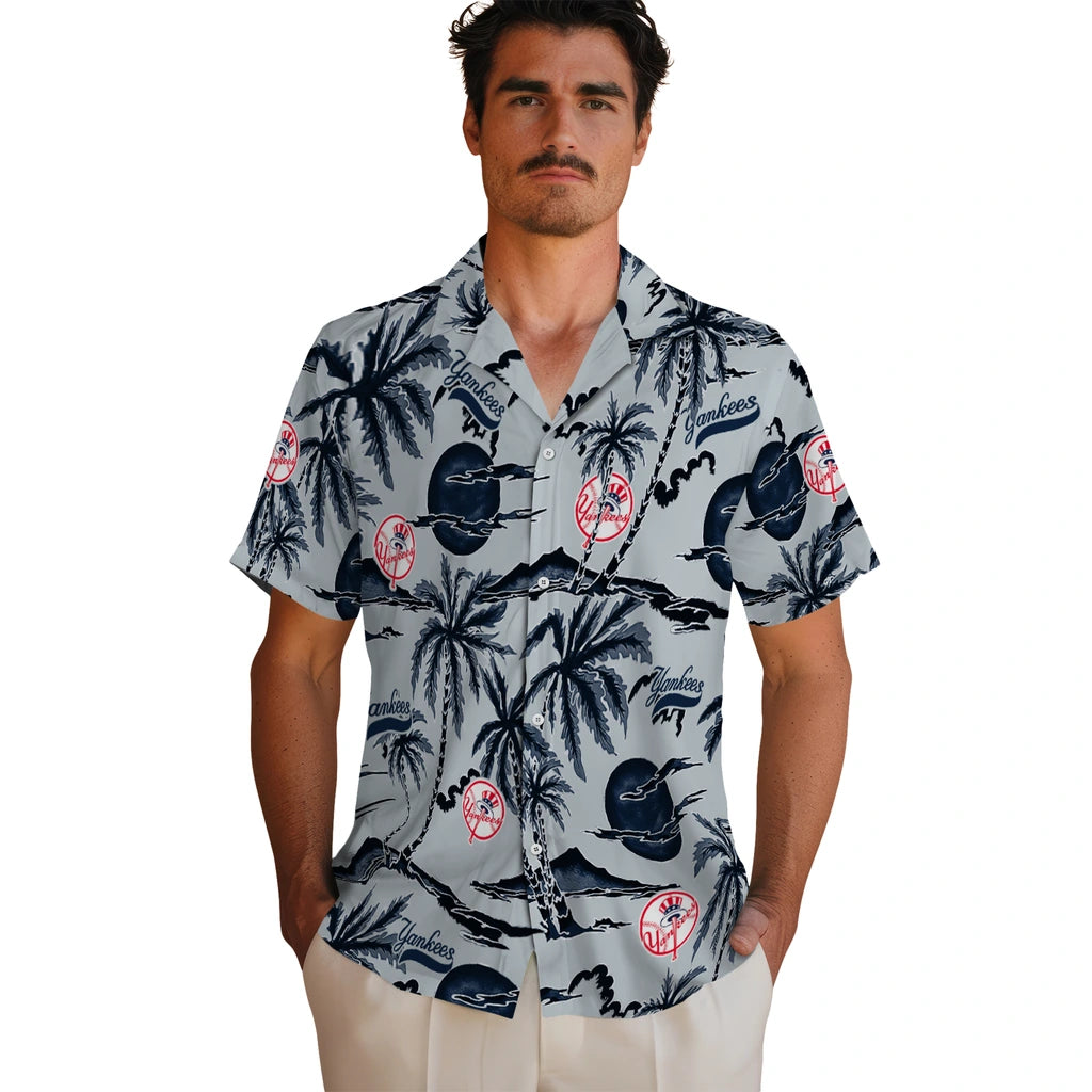 New York Yankees Hawaiian Shirt - Palm Sunset | Hula Hawaiian Shirts