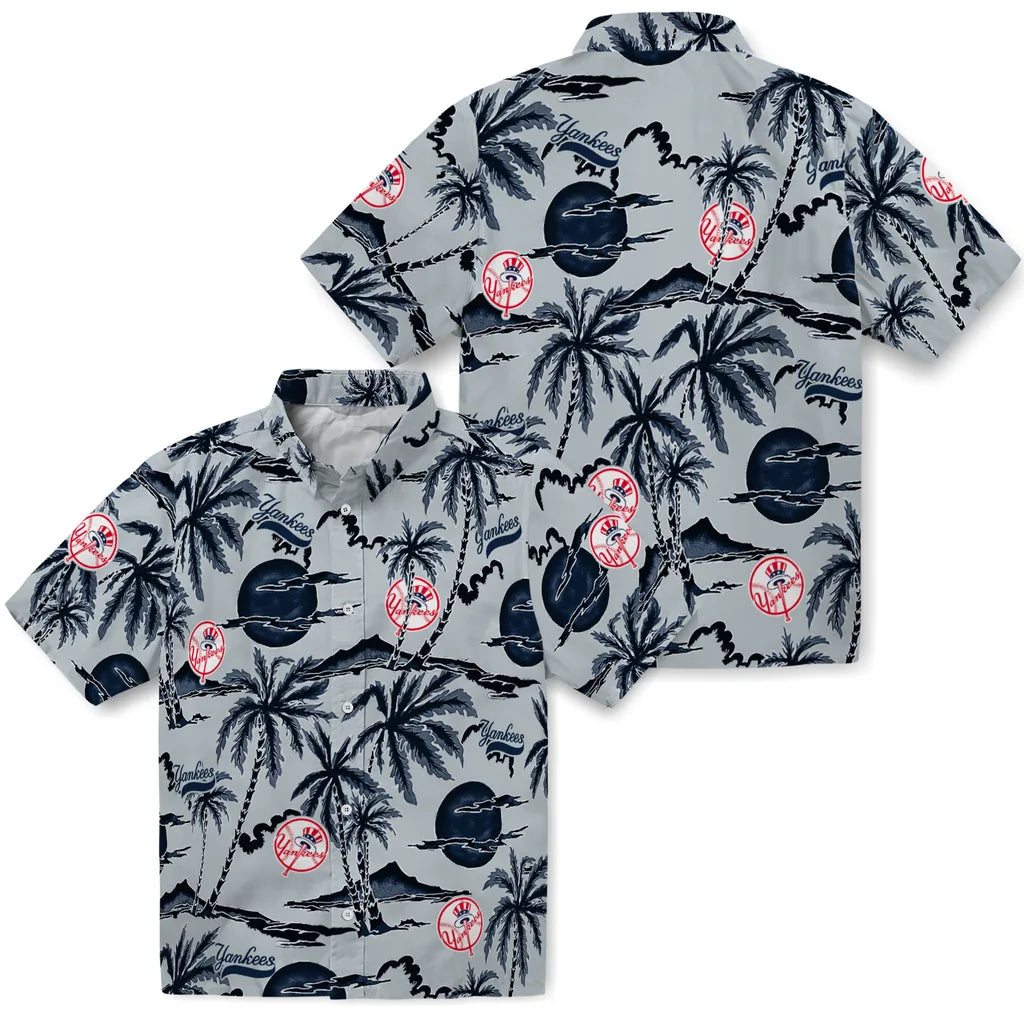 New York Yankees Hawaiian Shirt - Palm Sunset | Hula Hawaiian Shirts