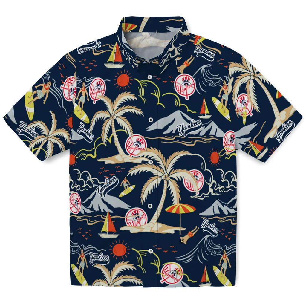 New York Yankees Hawaiian Shirt - Palm Tree Island | Hula Hawaiian Shirts