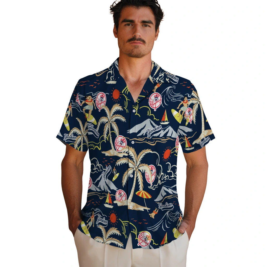 New York Yankees Hawaiian Shirt - Palm Tree Island | Hula Hawaiian Shirts