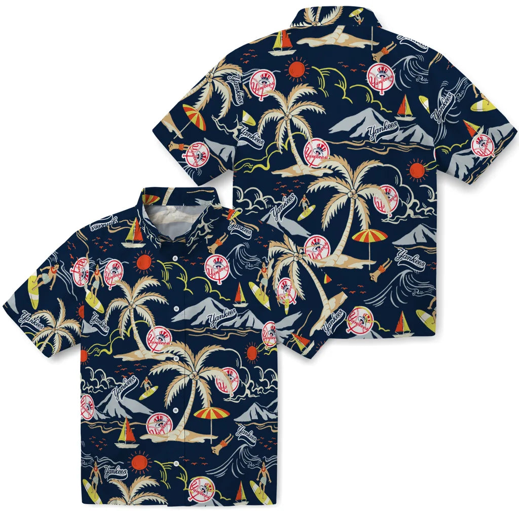 New York Yankees Hawaiian Shirt - Palm Tree Island | Hula Hawaiian Shirts