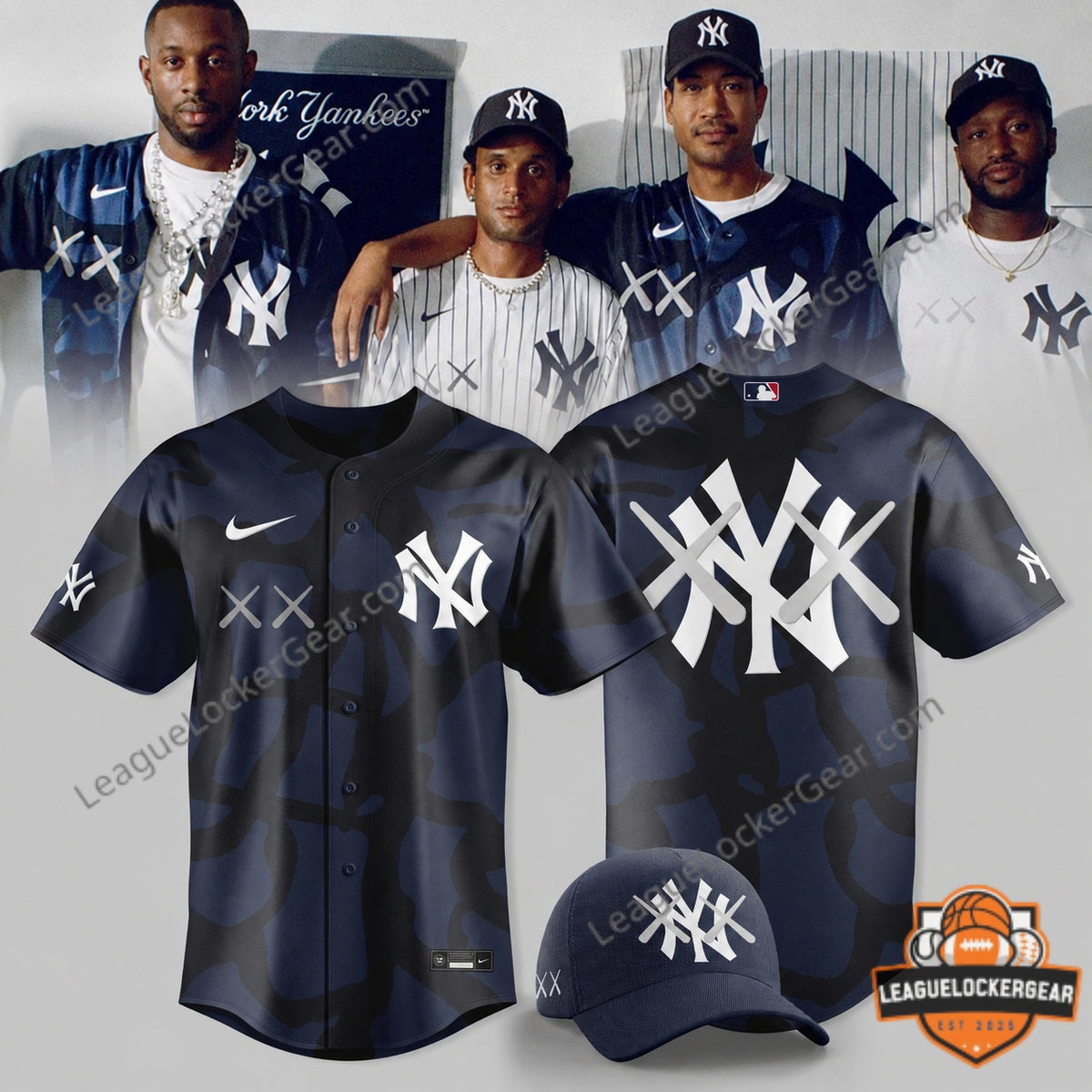 New York Yankees KAWS XX Camo Baseball Jersey - LeagueLockerGear