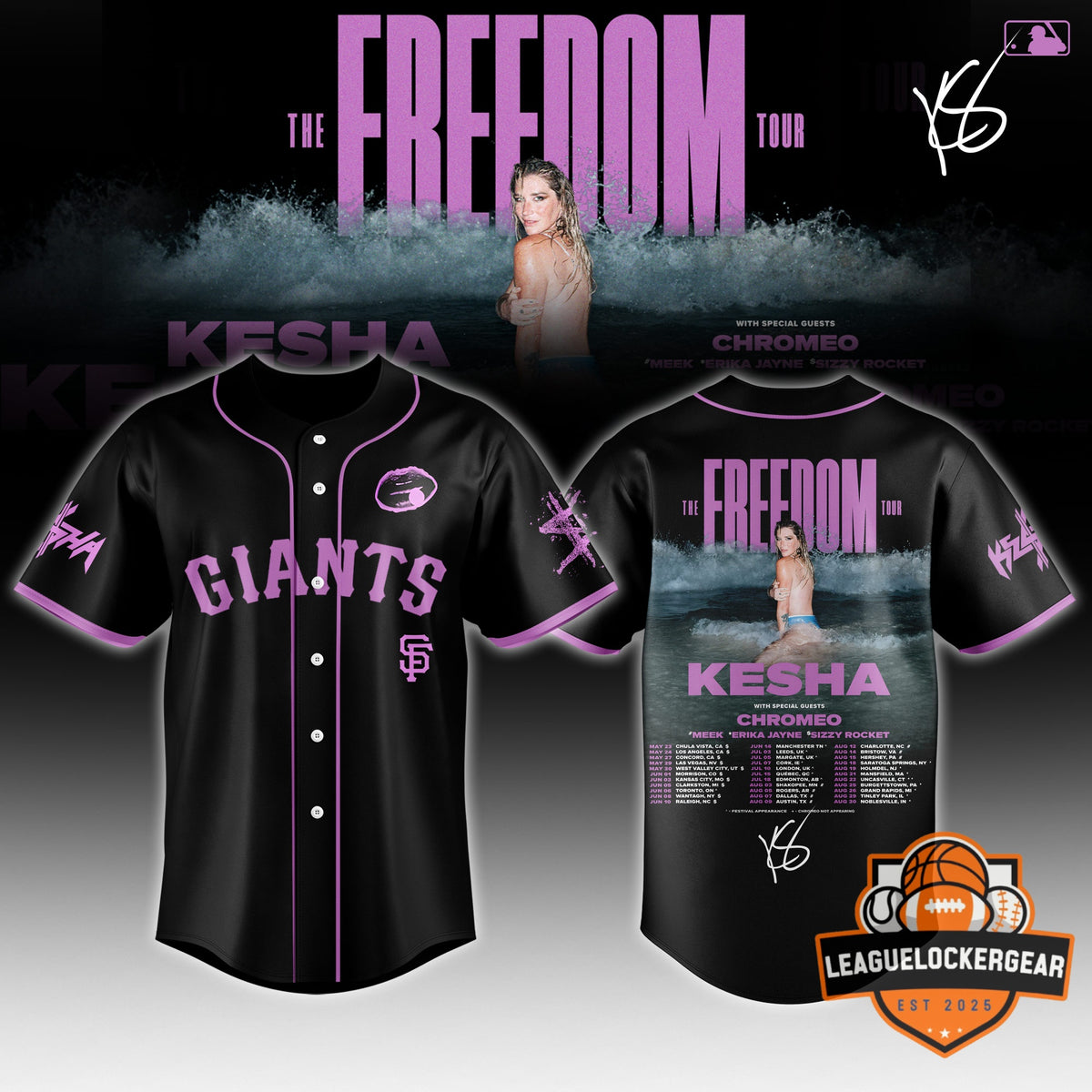 New York Yankees Kesha The Freedom Tour Baseball Jersey - LeagueLockerGear
