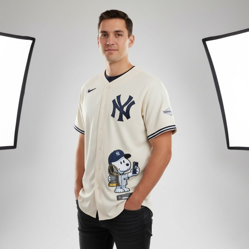 New York Yankees x Peanuts Snoopy Baseball Jersey – Limited Edition Pinstripe Fan Fashion - LeagueLockerGear