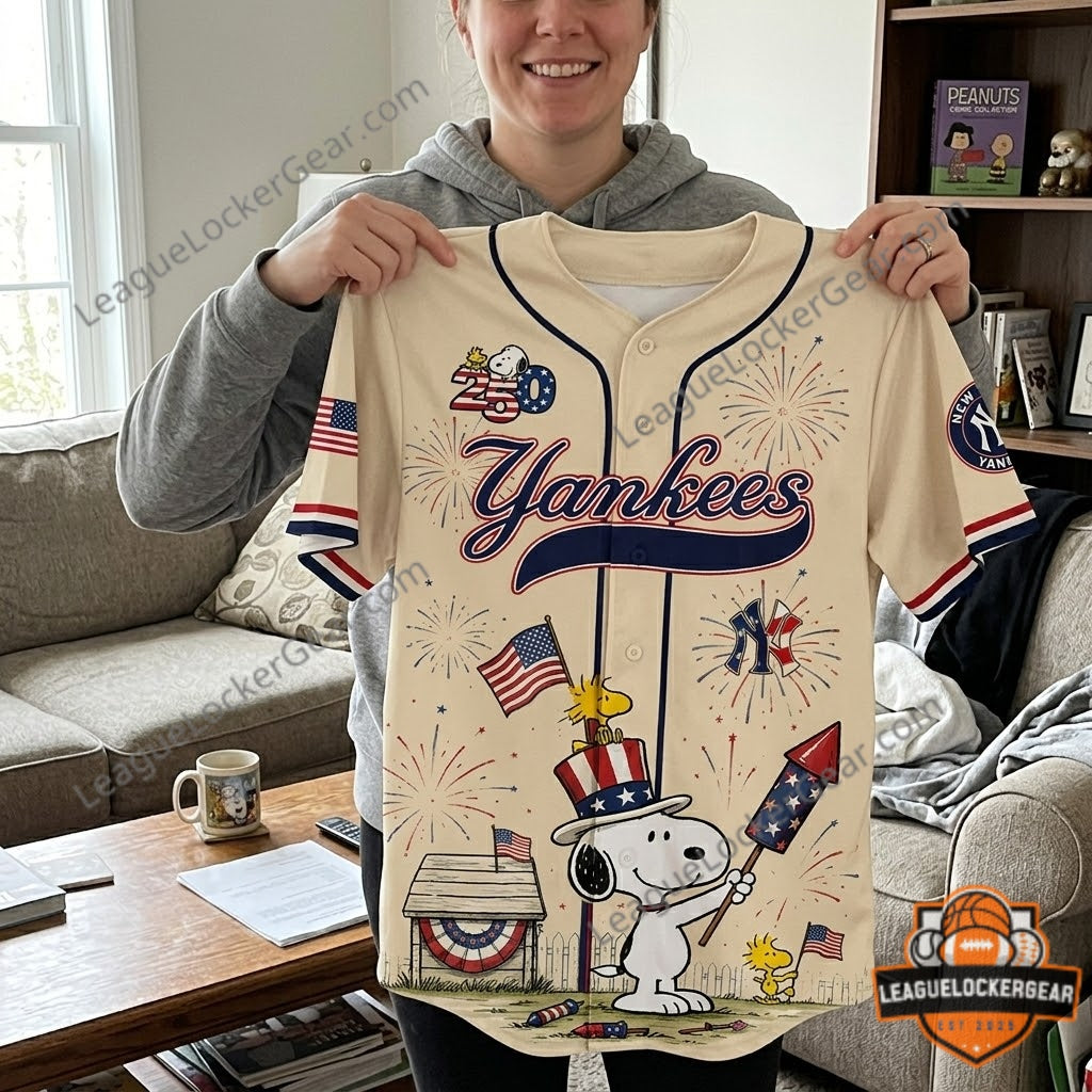 New York Yankees Peanuts America 250th Anniversary 2026 Baseball Jersey - LeagueLockerGear