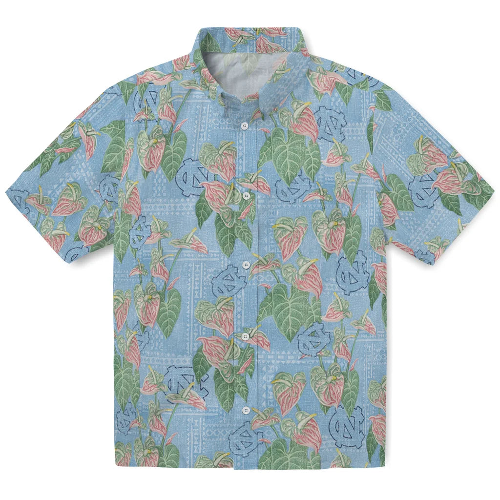 North Carolina Tar Heels Hawaiian Shirt - Anthurium Overlay | Hula Hawaiian Shirts