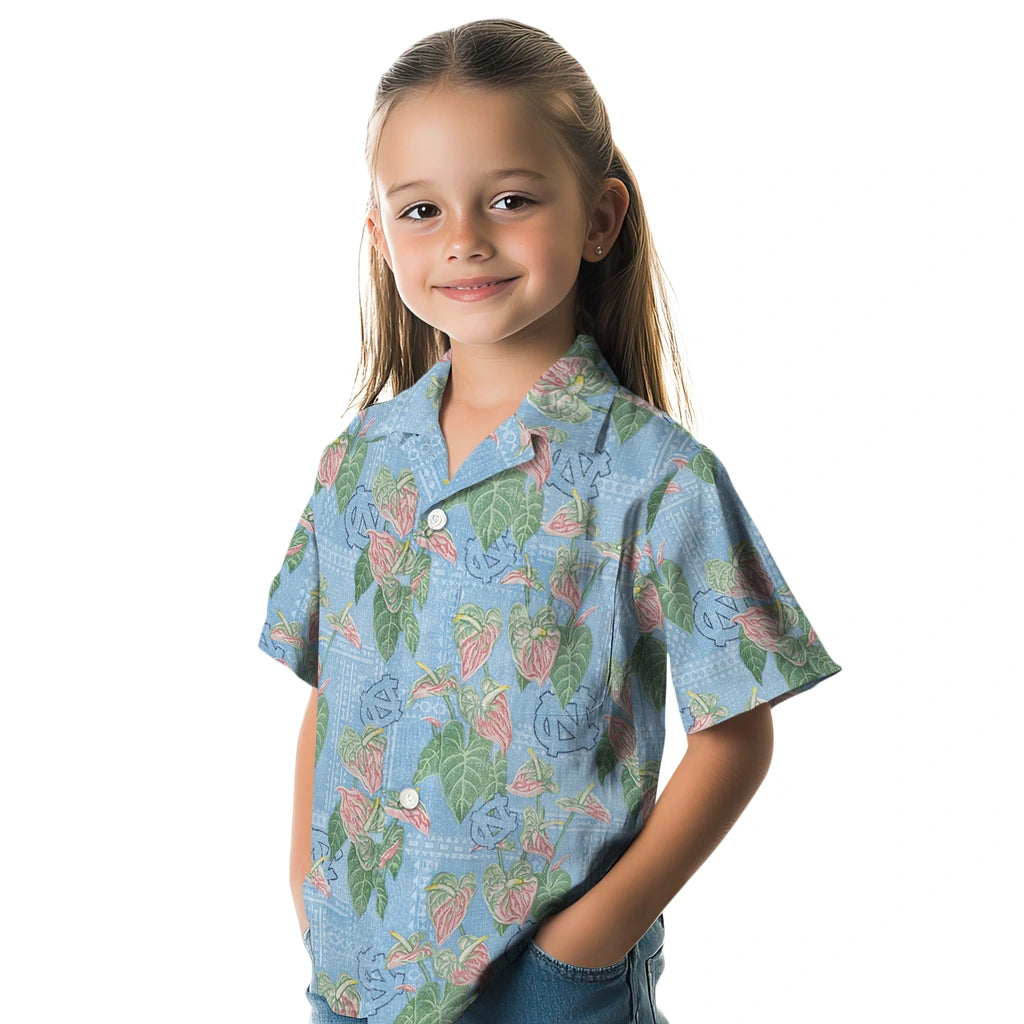 North Carolina Tar Heels Hawaiian Shirt - Anthurium Overlay | Hula Hawaiian Shirts