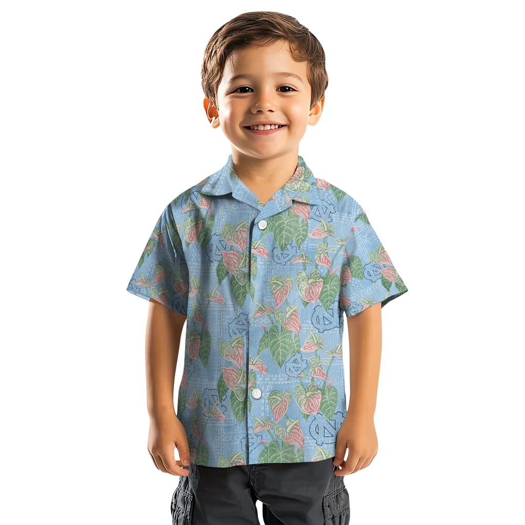North Carolina Tar Heels Hawaiian Shirt - Anthurium Overlay | Hula Hawaiian Shirts