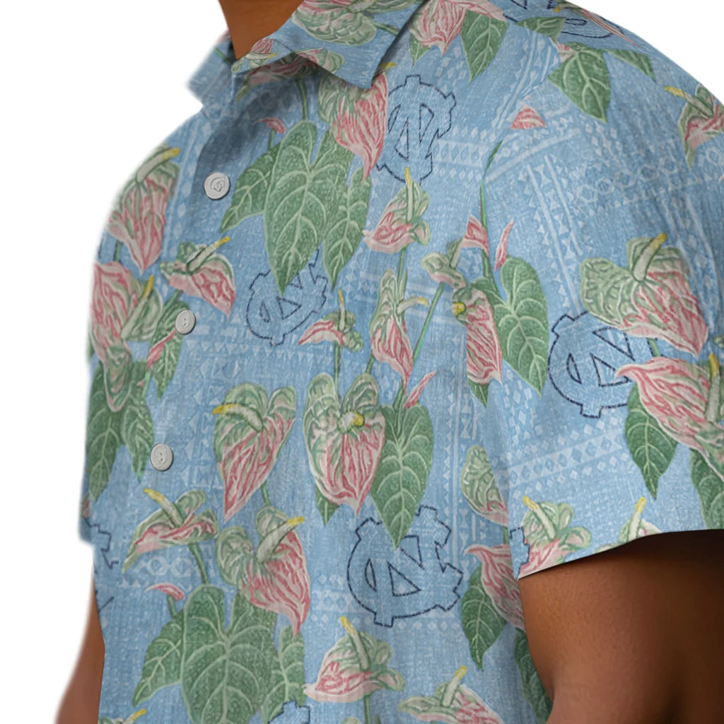 North Carolina Tar Heels Hawaiian Shirt - Anthurium Overlay | Hula Hawaiian Shirts