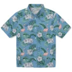 North Carolina Tar Heels Hawaiian Shirt - Flamingo and Hibiscus | Hula Hawaiian Shirts