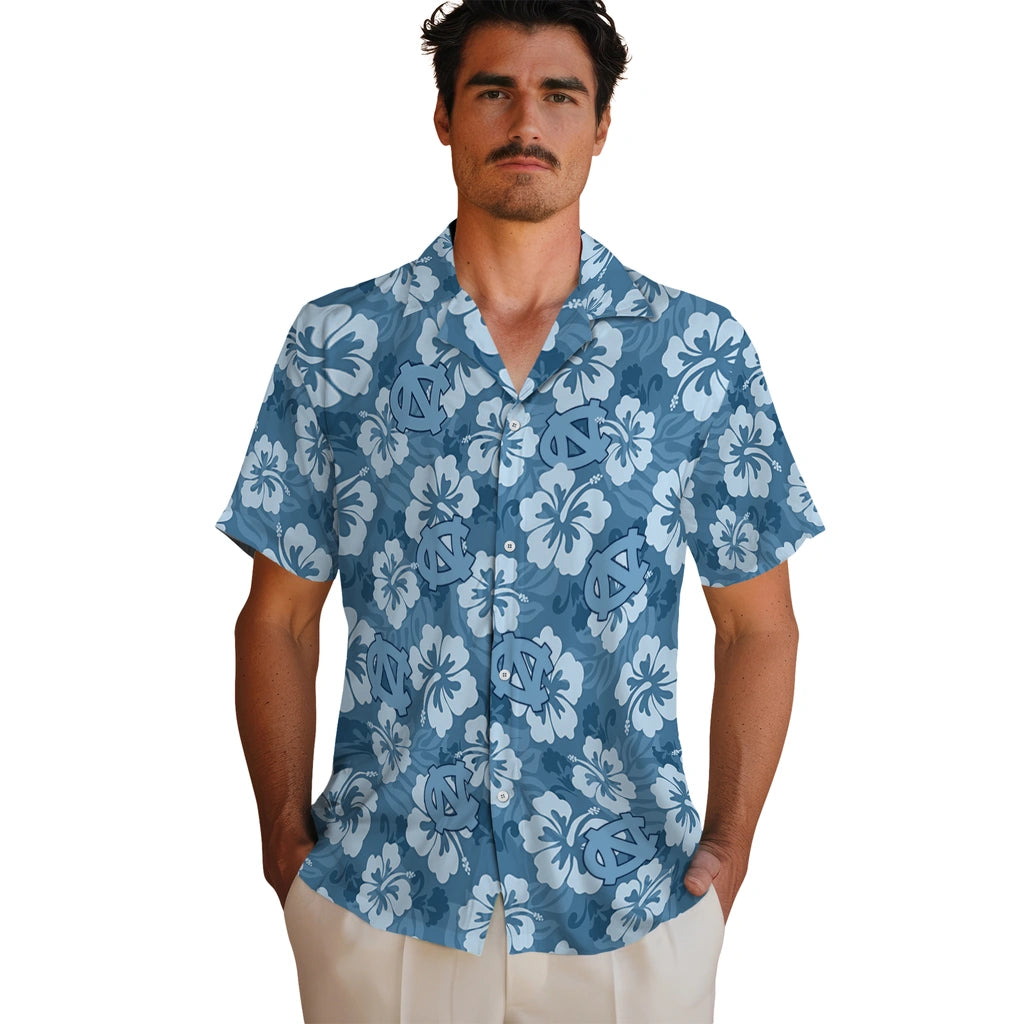 North Carolina Tar Heels Hawaiian Shirt - Hibiscus Cluster | Hula Hawaiian Shirts