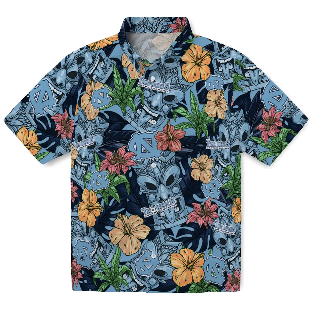 North Carolina Tar Heels Hawaiian Shirt - Hibiscus Tiki Jungle | Hula Hawaiian Shirts