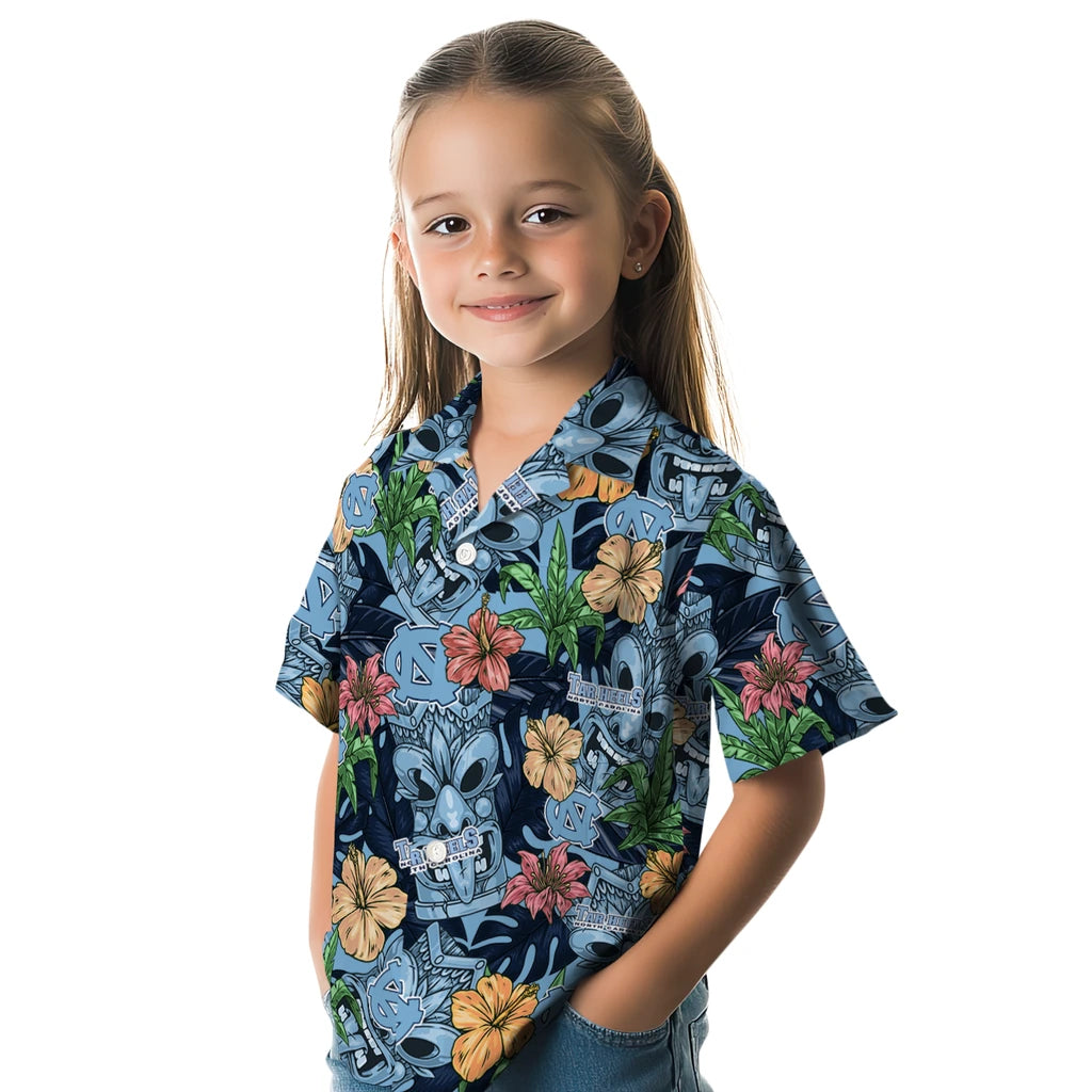 North Carolina Tar Heels Hawaiian Shirt - Hibiscus Tiki Jungle | Hula Hawaiian Shirts