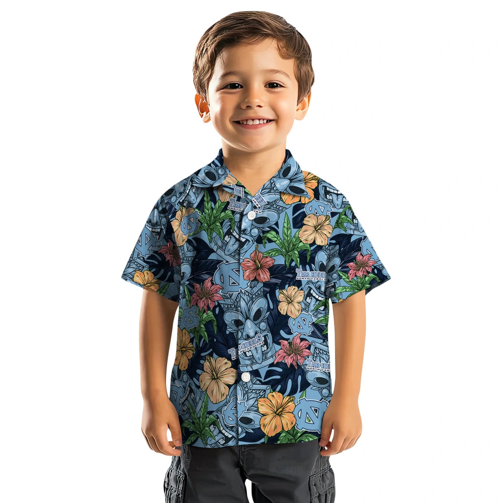 North Carolina Tar Heels Hawaiian Shirt - Hibiscus Tiki Jungle | Hula Hawaiian Shirts