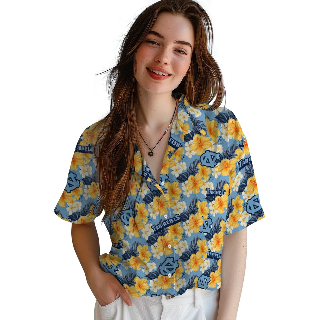 North Carolina Tar Heels Hawaiian Shirt - Hibiscus Tropics | Hula Hawaiian Shirts
