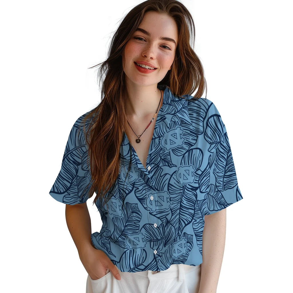 North Carolina Tar Heels Hawaiian Shirt - Leaf Outline | Hula Hawaiian Shirts