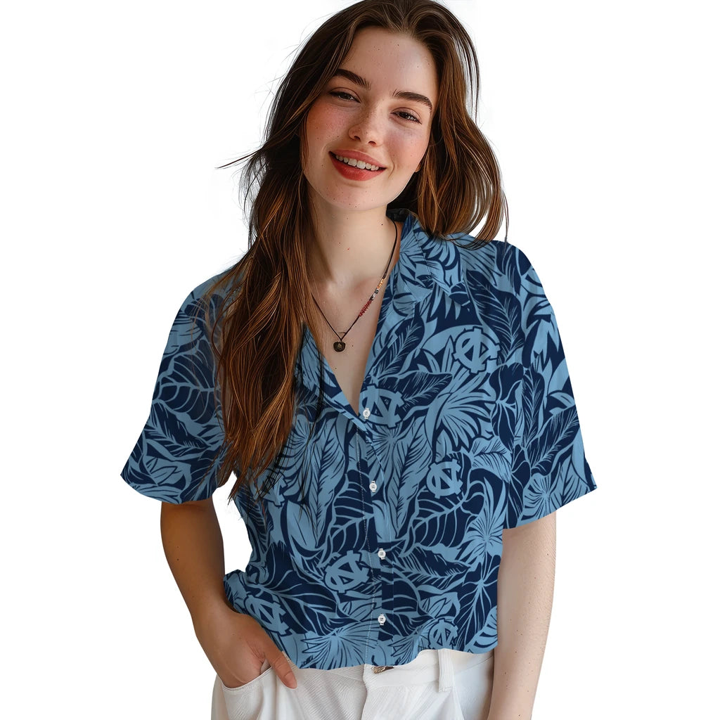 North Carolina Tar Heels Hawaiian Shirt - Monstera Layer | Hula Hawaiian Shirts