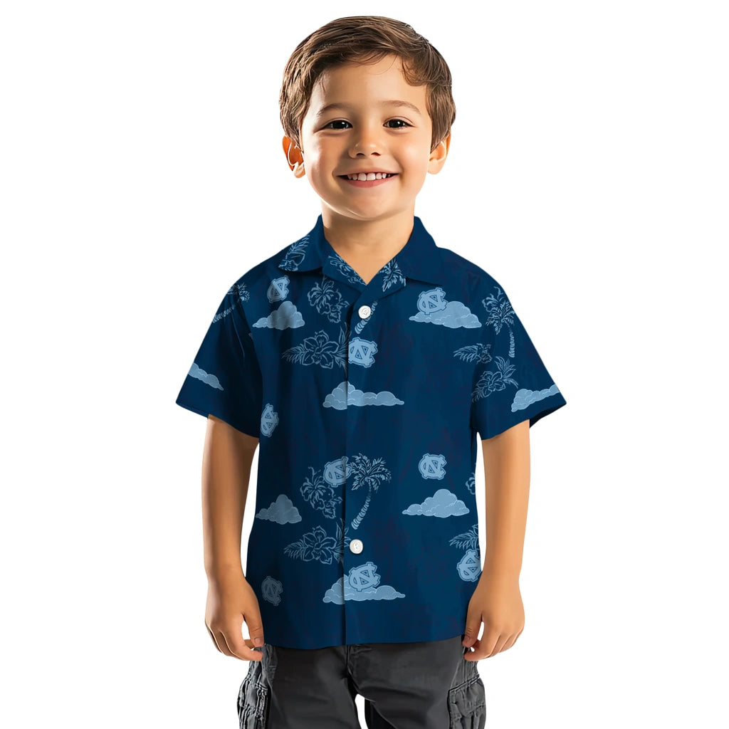 North Carolina Tar Heels Hawaiian Shirt - Palm And Clouds | Hula Hawaiian Shirts